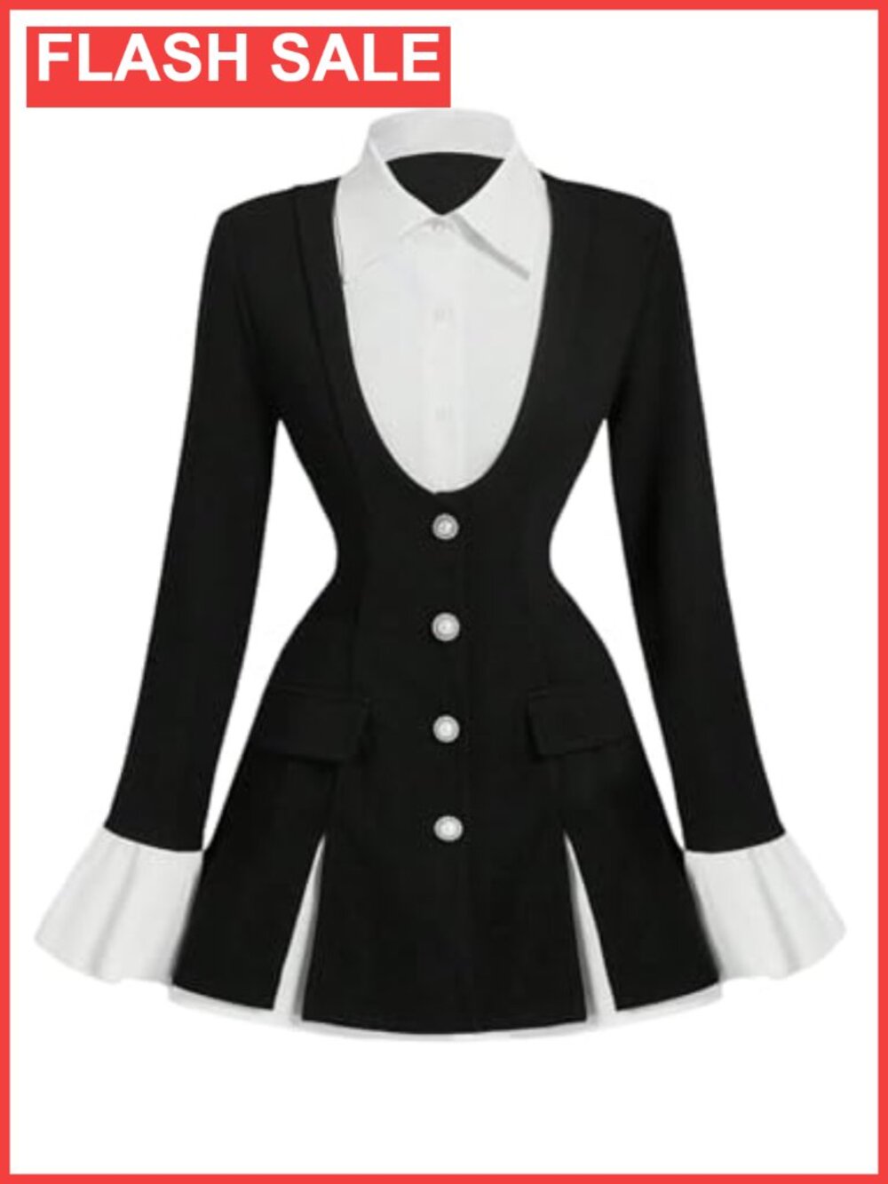 Women's 2 in 1 Ruffled Button Down Blazers Suit Jackets